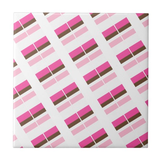 Ceramic Tile Pink Brown White Stripe Tegeltje (Voorkant)