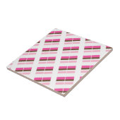 Ceramic Tile Pink Brown White Stripe Tegeltje (Zijkant)