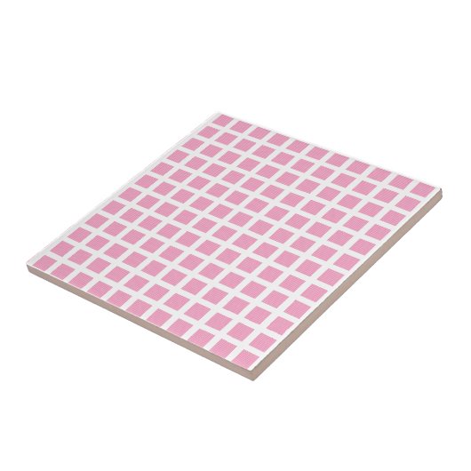 Ceramic Tile Pink Stripe Square Tegeltje (Zijkant)