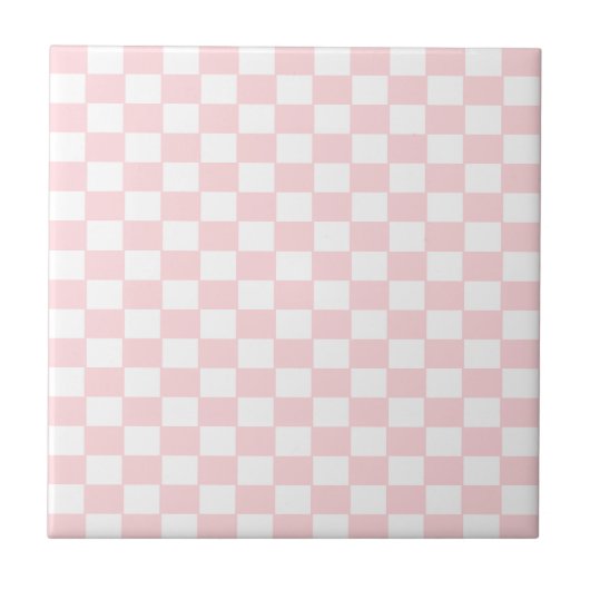 Ceramic Tile Pink & White Square Tegeltje (Voorkant)