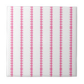 Ceramic Tile Pink & White Stripe Square Tegeltje (Voorkant)