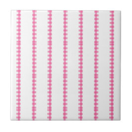 Ceramic Tile Pink & White Stripe Square Tegeltje