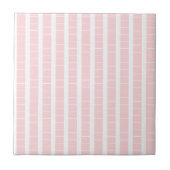 Ceramic Tile Pink & White Stripe Square Tegeltje (Voorkant)