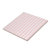 Ceramic Tile Pink & White Stripe Square Tegeltje (Zijkant)