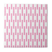 Ceramic Tile Pink & White Stripe Square Tegeltje (Voorkant)