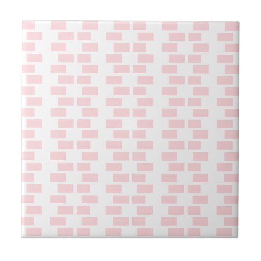 Ceramic Tile Pink & White Stripe Square Tegeltje (Voorkant)