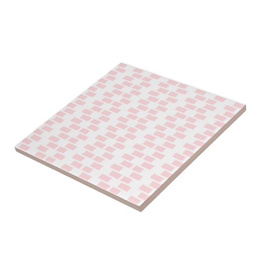 Ceramic Tile Pink & White Stripe Square Tegeltje (Zijkant)