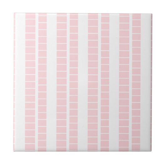 Ceramic Tile Pink & White Stripe Tegeltje (Voorkant)