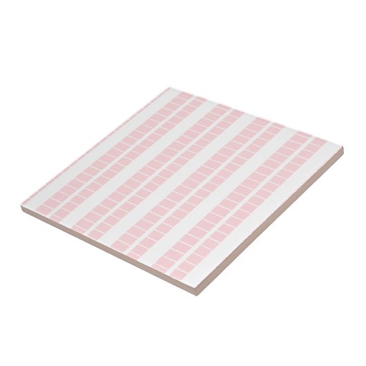 Ceramic Tile Pink & White Stripe Tegeltje (Zijkant)