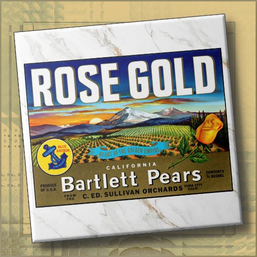 CERAMIC TILE - ''Rose Gold'' - Crate Label Tegeltje