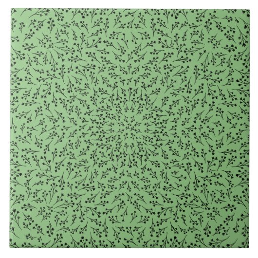 Ceramic Tile Sage Green Botanical Vine Decor Tegeltje (Voorkant)