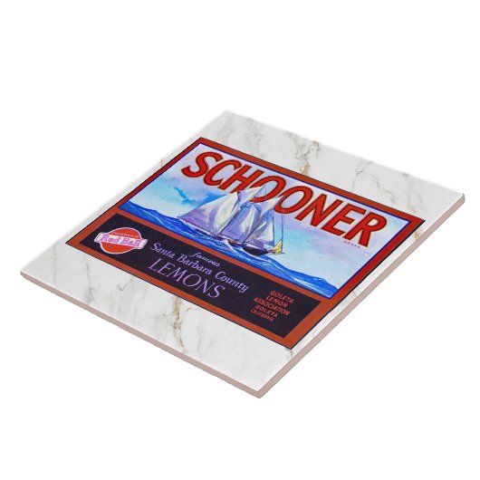 CERAMIC TILE - "Schooner" Lemons - Crate Label Tegeltje (Zijkant)