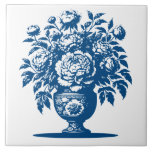 Ceramic Tile Tegeltje<br><div class="desc">Elegant vintage-style design inspired by blue chinoiserie ceramics featuring a decorative floral vase motif. Perfect for lovers of classic Asian-inspired patterns,  antique porcelain aesthetics,  and timeless home decor art.</div>