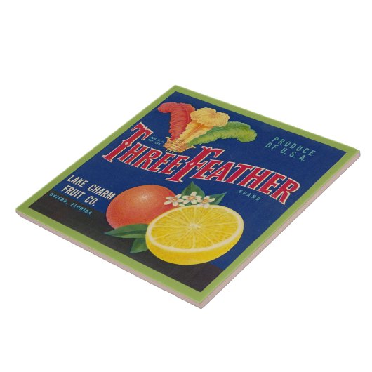 CERAMIC TILE - "Three Feather" - Crate label Tegeltje (Zijkant)