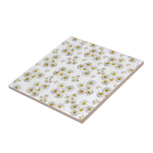 Ceramic Tile White Daisy Floral Tegeltje