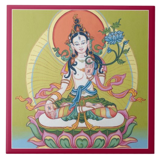 CERAMIC TILE - White Tara - Buddha of Longevity Tegeltje (Voorkant)