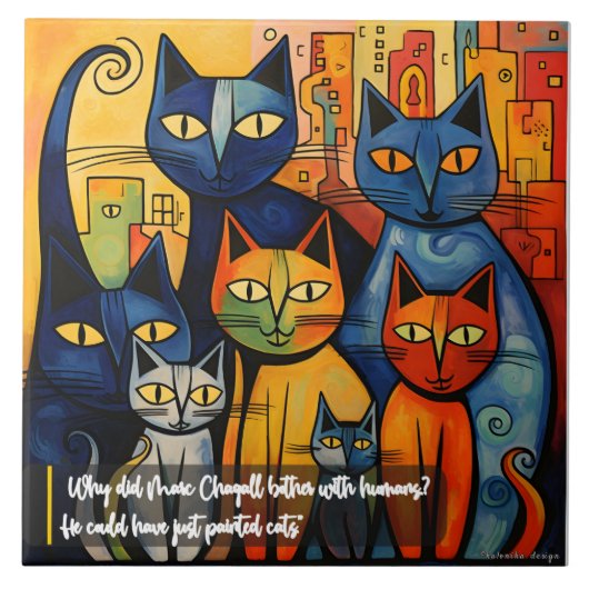 Ceramic Tile: Why Humans? Chagall. Tegeltje (Voorkant)