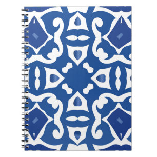 Ceramic tiles azulejo portugal. Semamless wintage Notitieboek