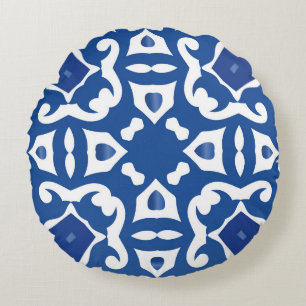 Ceramic tiles azulejo portugal. Semamless wintage Rond Kussen