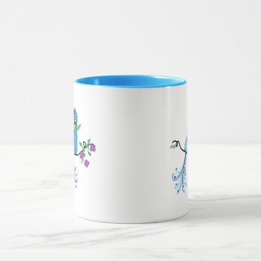 Ceramic Whimsical Blue Birds Mug Mok (Midden)