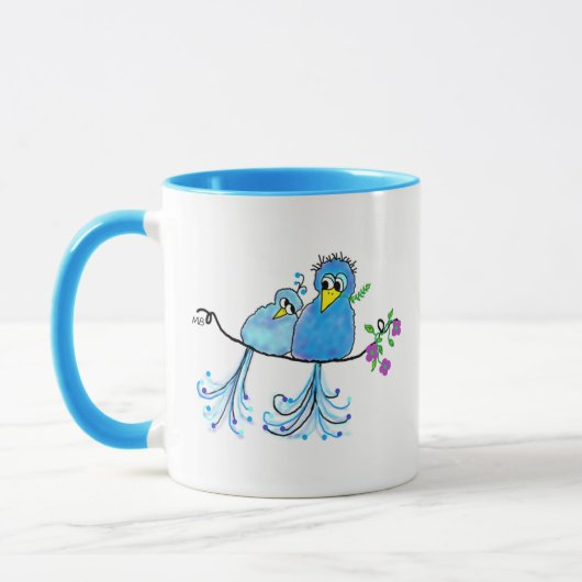 Ceramic Whimsical Blue Birds Mug Mok (Links)