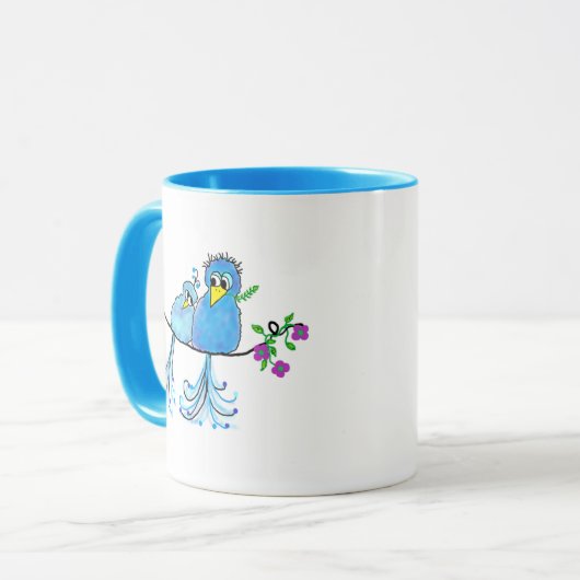 Ceramic Whimsical Blue Birds Mug Mok (Voorkant links)