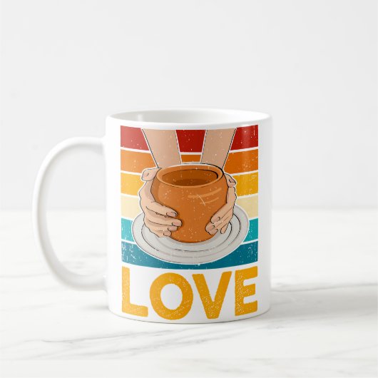 Ceramics Artist - Love Pottery Retro Clay Pottery  Koffiemok (Links)