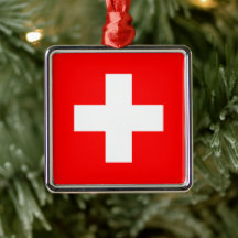 Ceramisch Ornament met de Zwitserse vlag (Zwitserl