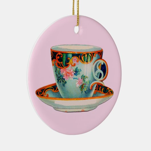 CERAMISCH ORNAMENT MET TEACUP (Rechts)