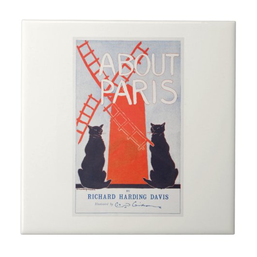 CERAMISCHE TEGEL : AARD PARIS VINTAGE POSTER TEGELTJE (Voorkant)