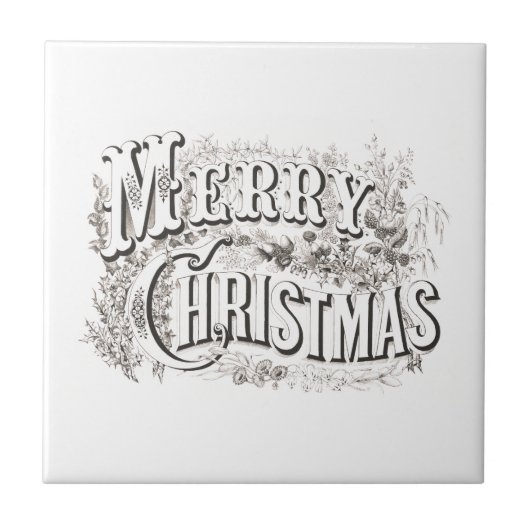 CERAMISCHE TEGEL MET  "MERRY CHRISTMAS" TEGELTJE (Voorkant)