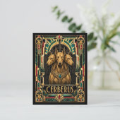 Cerberus, Art Deco Mythisch Briefkaart (Staand voorkant)