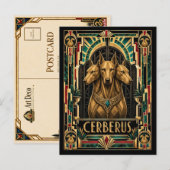 Cerberus, Art Deco Mythisch Briefkaart (Voorkant / Achterkant)