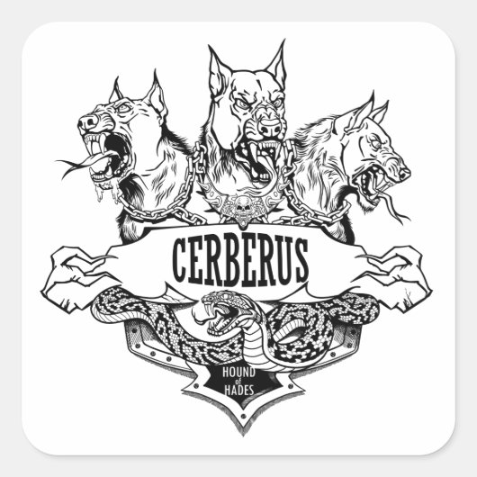 Cerberus en Snake Vierkante Sticker (Voorkant)