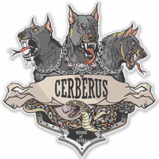 Cerberus Hellhound en slang Sticker (Voorkant)