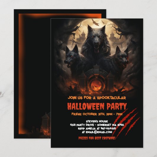 Cerberus: Legendarische Hell Hound Halloween Kaart (Voorkant / Achterkant)