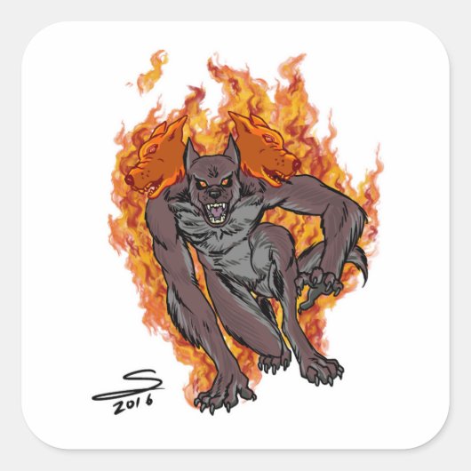 Cerberus vierkante Stickers (Voorkant)
