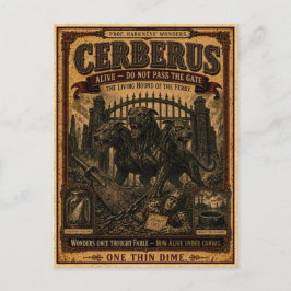 Cerberus, Vintage Circus Monster Briefkaart