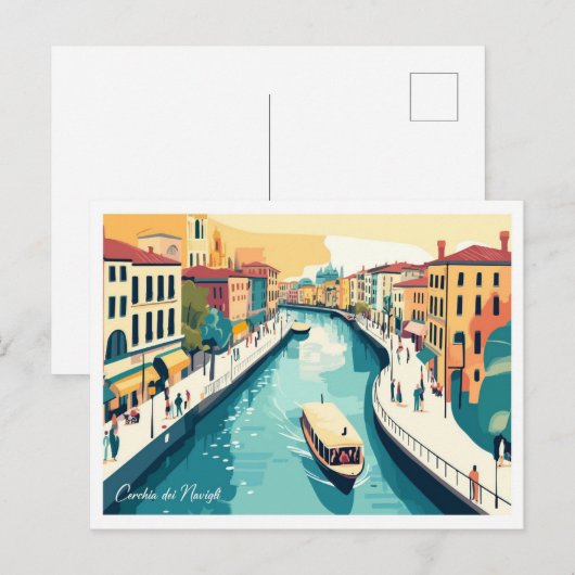 Cerchia dei Navigli Milaan ItaliëI Reizen Briefkaart (Voorkant / Achterkant)