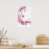 Cercis en honingbij in de lente poster (Keuken)