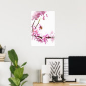 Cercis en honingbij in de lente poster (Thuiskantoor)