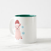 Cerdito navideño sonriente tweekleurige koffiemok (Voorkant links)