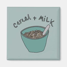 Cereal and Milk Magnet, Nostalgic Illustration Magneet