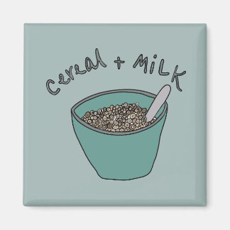 Cereal and Milk Magnet, Nostalgic Illustration Magneet