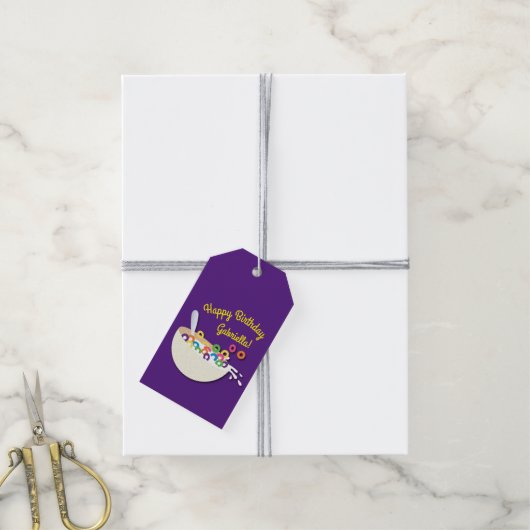 Cereal Bowl Sleepover verjaardagsfeestje Cadeaulabel (Met Touw)