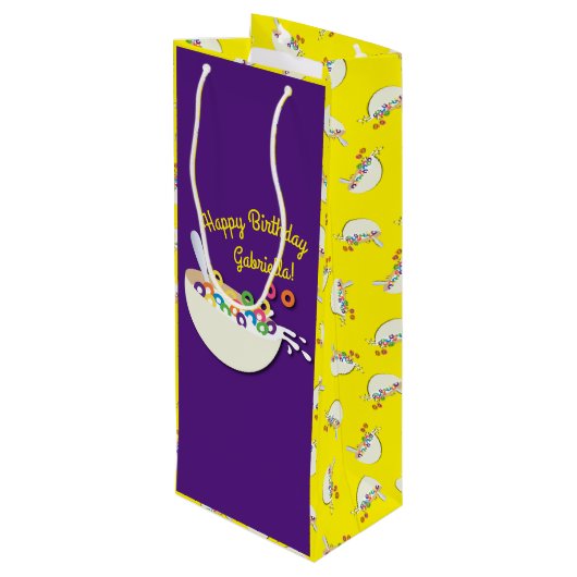 Cereal Bowl Sleepover verjaardagsfeestje Wijn Cadeautas (Achterkant Gekanteld)