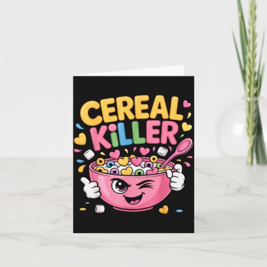 Cereal Killer Cartoon Bowl Funny Breakfast Kaart (Voorkant)