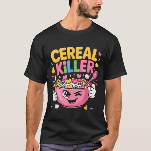 Cereal Killer Cartoon Bowl Funny Breakfast  T-shirt (Voorkant)