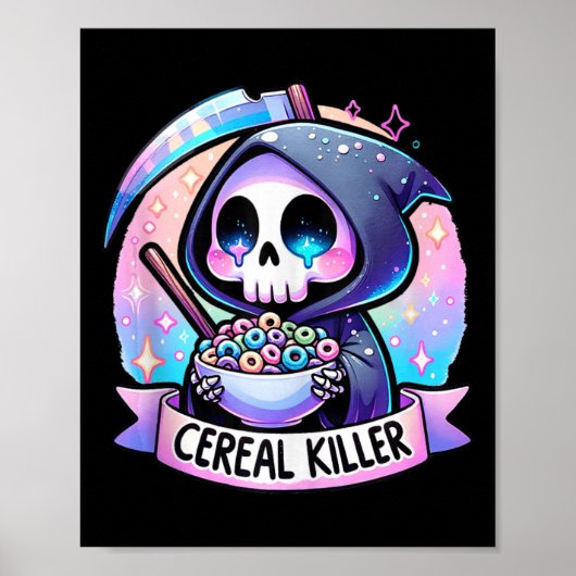 Cereal Killer Ontbijt Cereal Bowl Cereals Skull Poster (Voorkant)