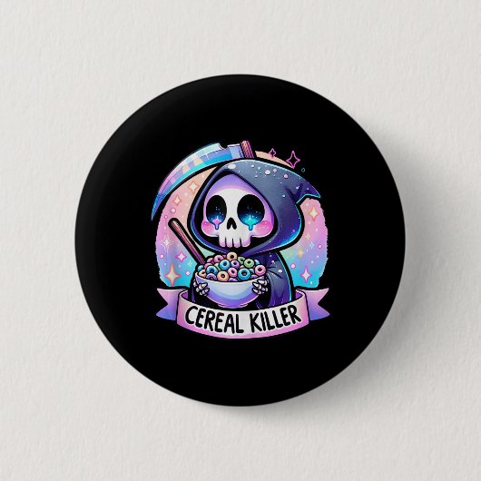 Cereal Killer Ontbijt Cereal Bowl Cereals Skull Ronde Button 5,7 Cm (Voorkant)